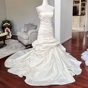 Maggie Sottoro Strapless A Line Fit & Flare Corset Back Layered Wedding Dress
